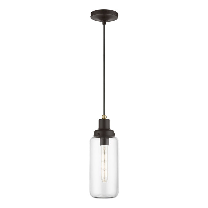 1 Light Bronze With Antique Brass Accent Mini Pendant by Livex Lighting