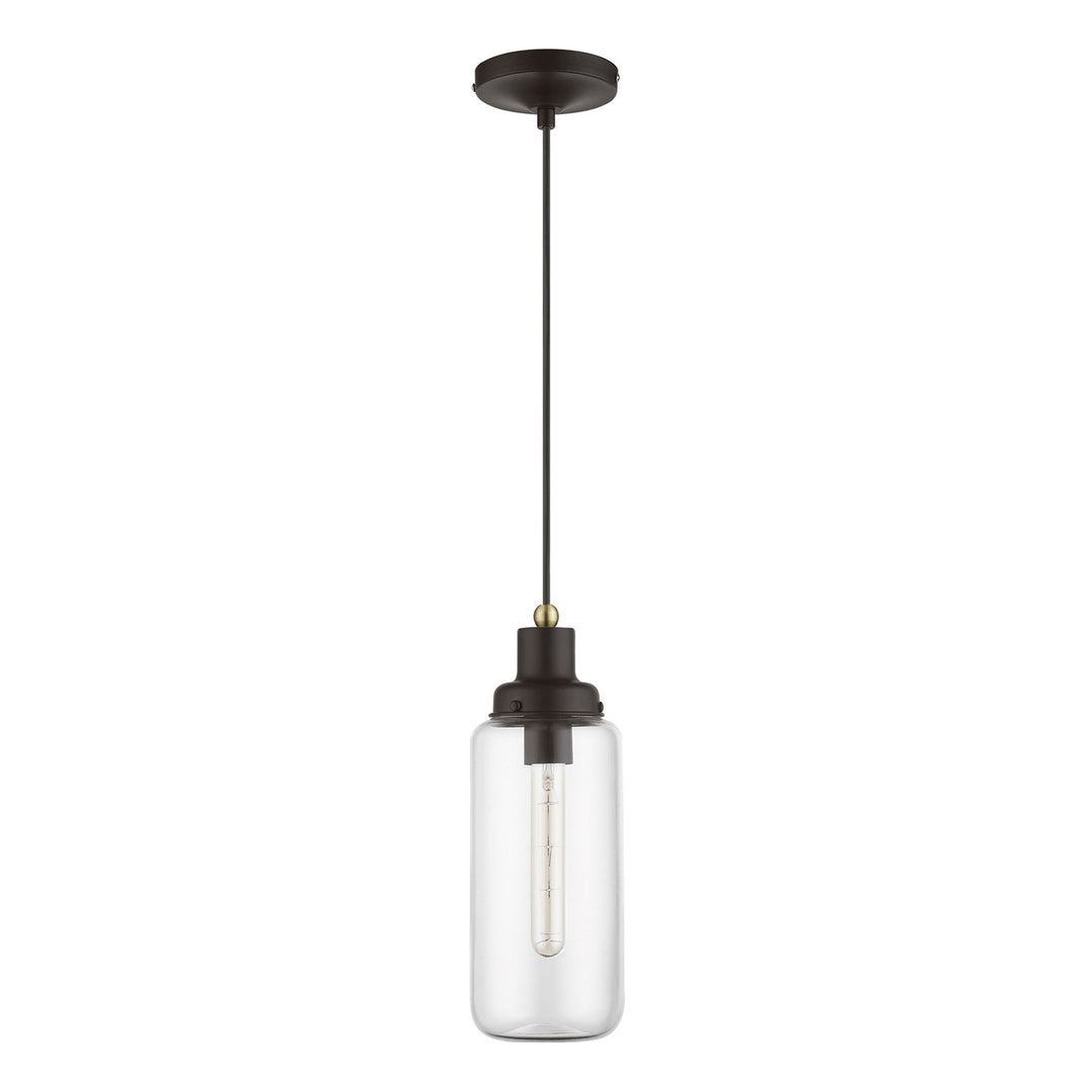 1 Light Bronze With Antique Brass Accent Mini Pendant