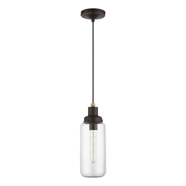 1 Light Bronze With Antique Brass Accent Mini Pendant