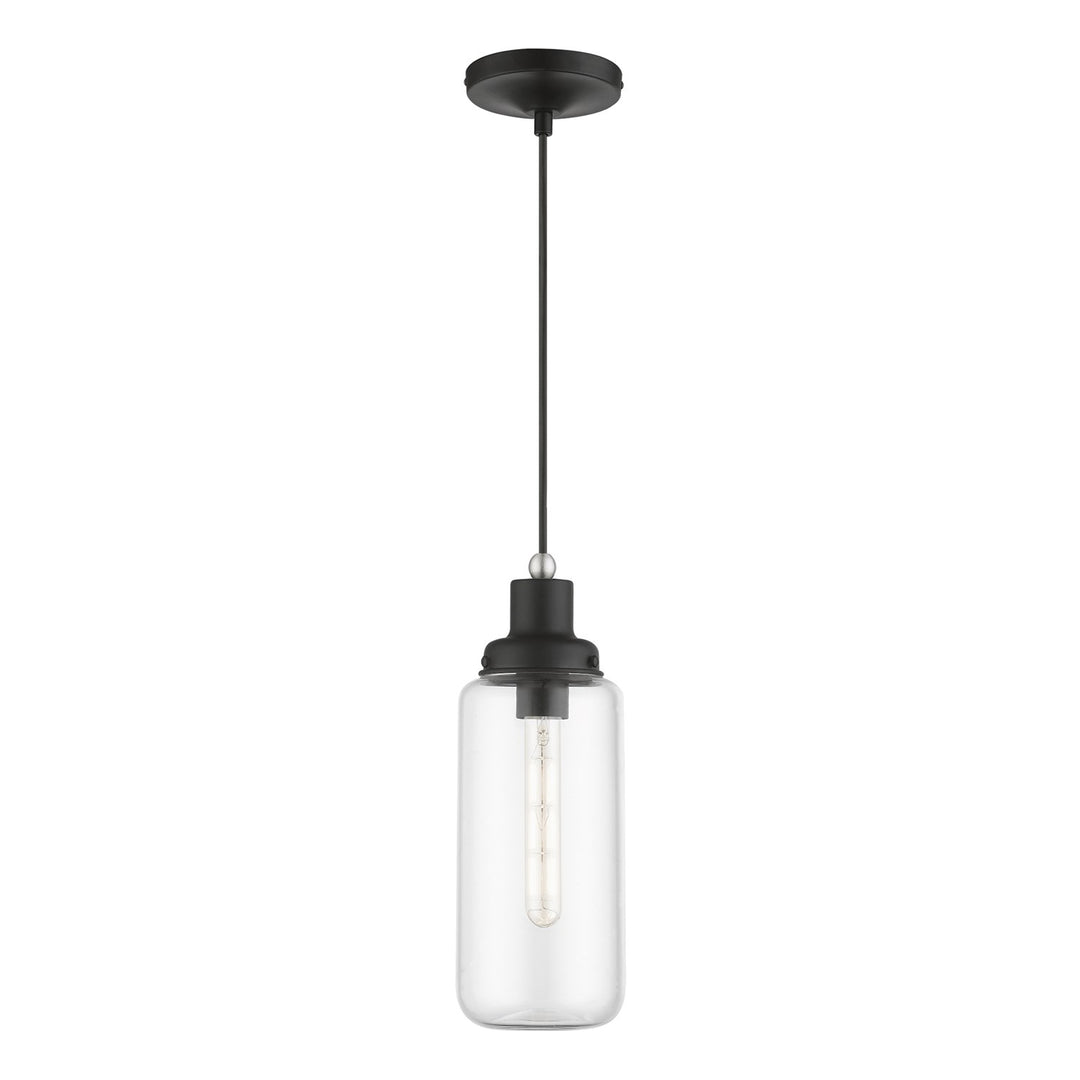 1 Light Black With Brushed Nickel Accent Mini Pendant by Livex Lighting