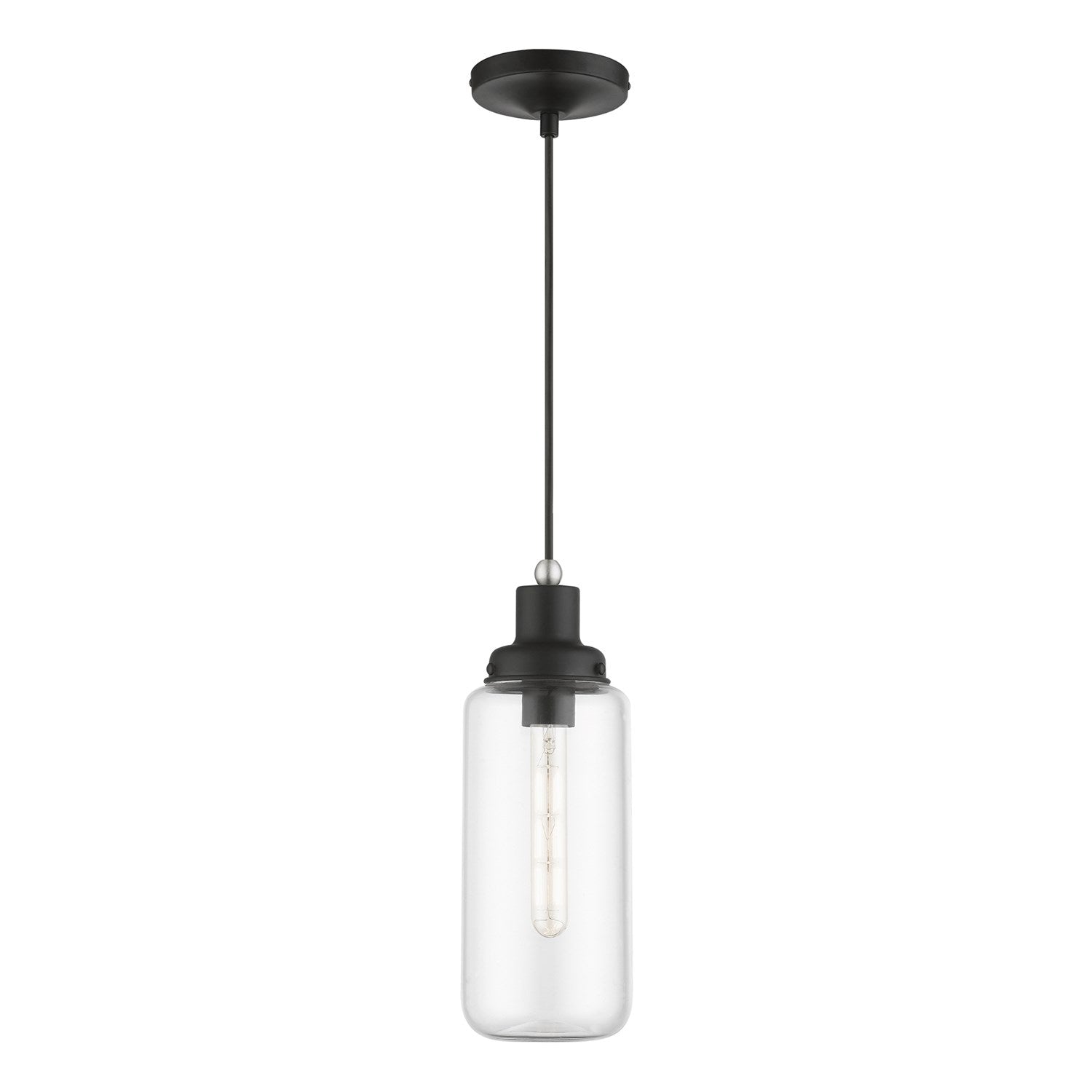 1 Light Black With Brushed Nickel Accent Mini Pendant by Livex Lighting