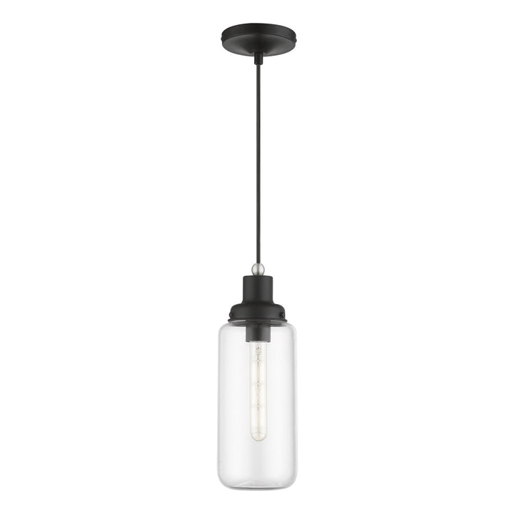 1 Light Black With Brushed Nickel Accent Mini Pendant by Livex Lighting