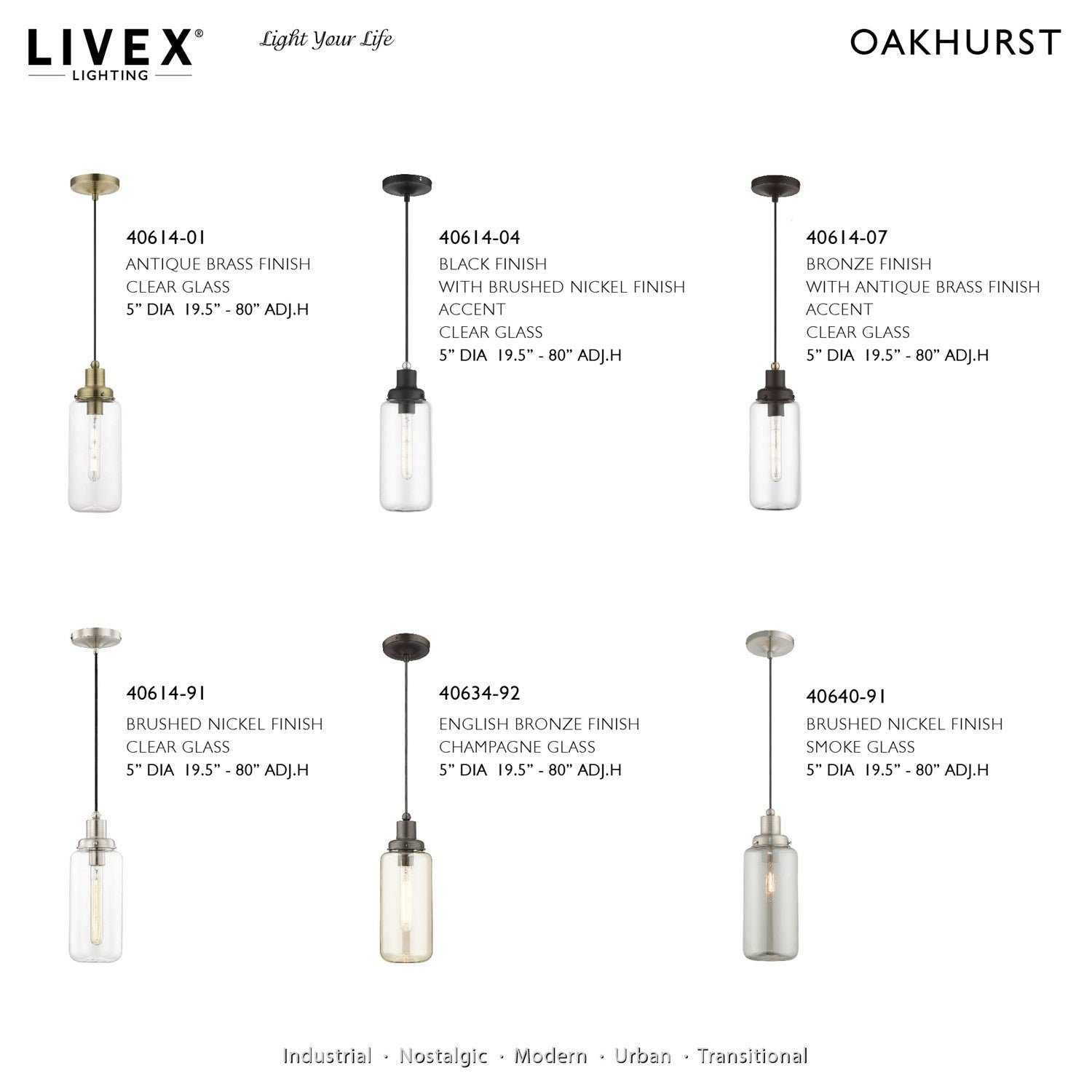 1 Light Black With Brushed Nickel Accent Mini Pendant