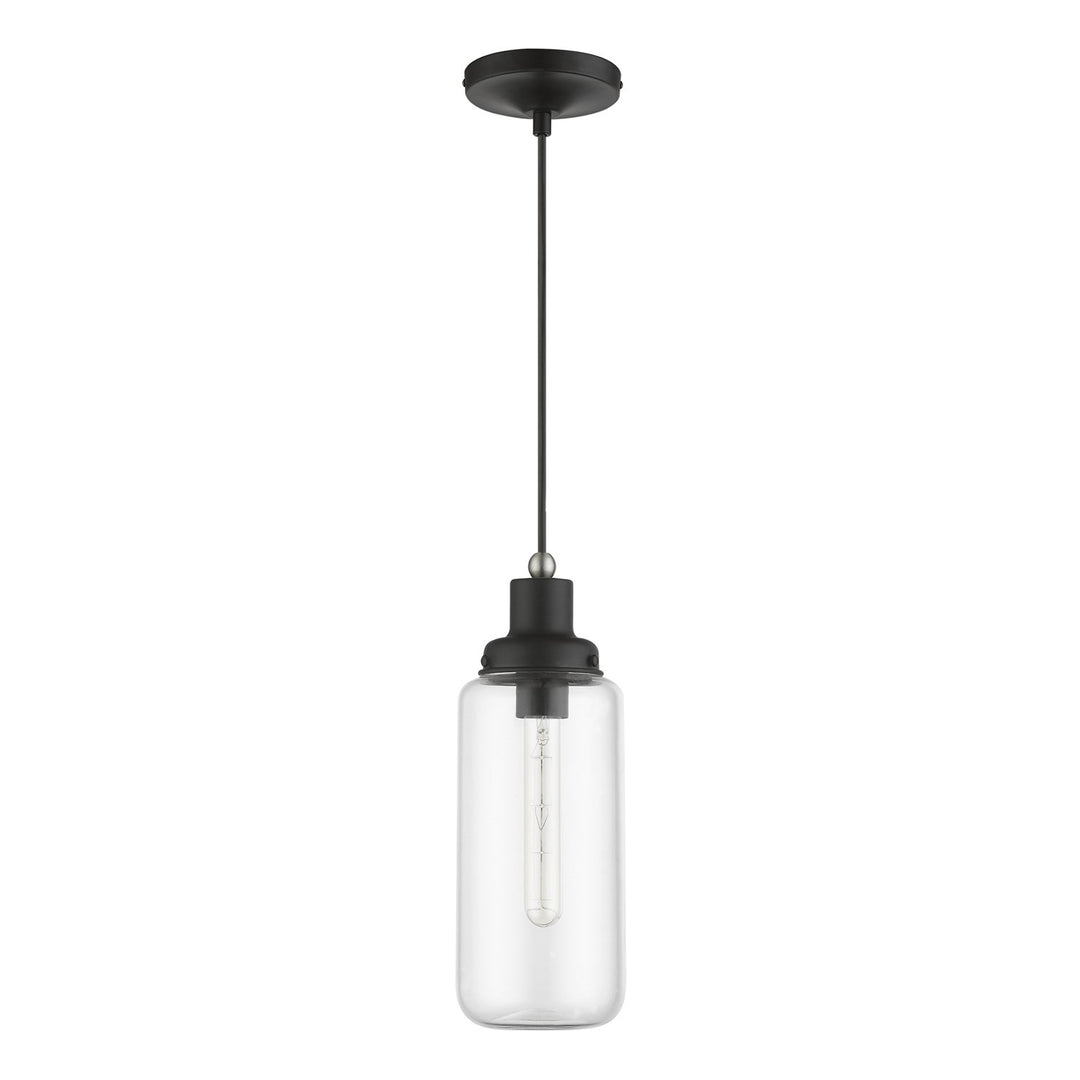 1 Light Black With Brushed Nickel Accent Mini Pendant