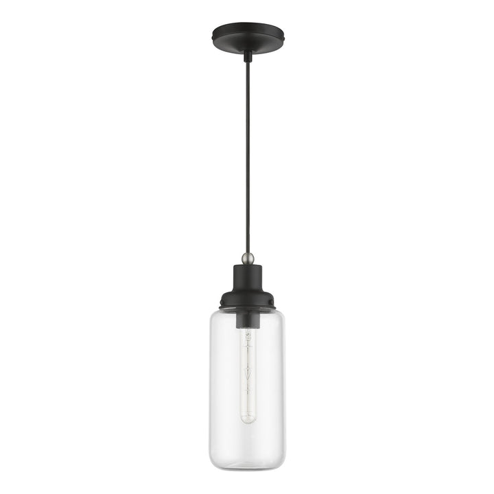 1 Light Black With Brushed Nickel Accent Mini Pendant