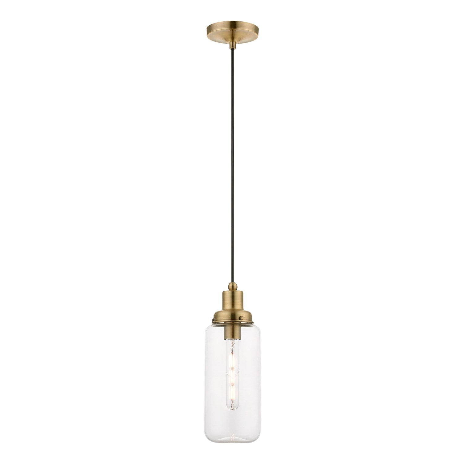 1 Light Antique Brass Mini Pendant by Livex Lighting