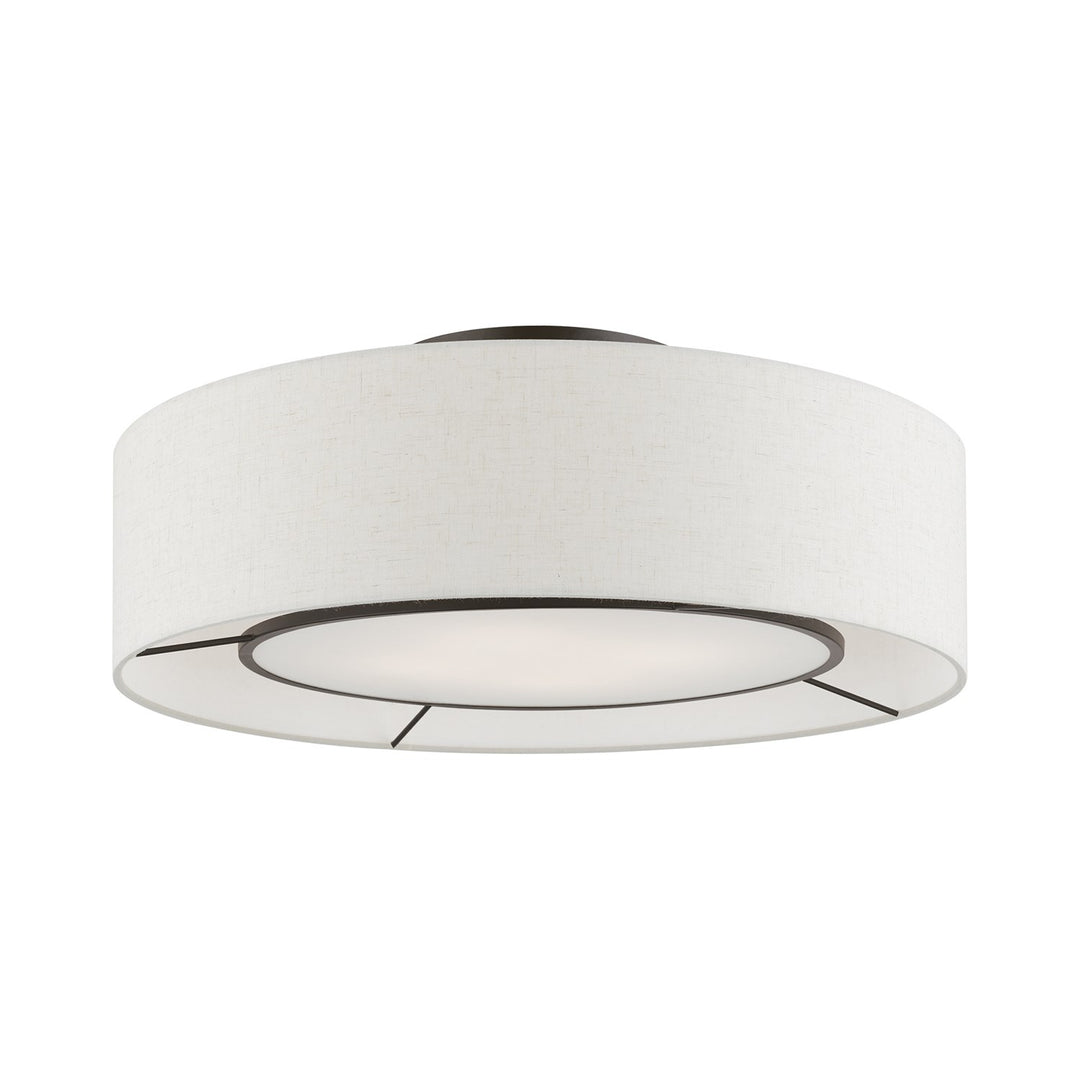 4 Light Brushed Nickel With Shiny White Accents Semi-Flush by Livex Lighting