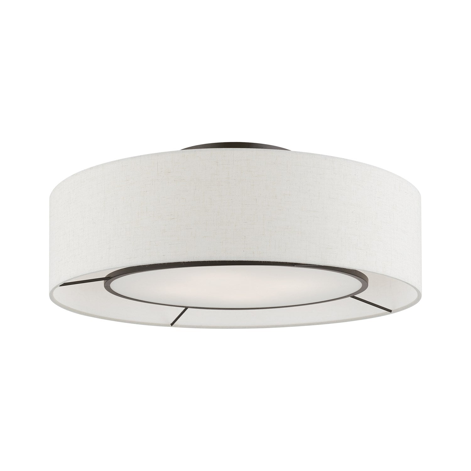 4 Light Brushed Nickel With Shiny White Accents Semi-Flush by Livex Lighting