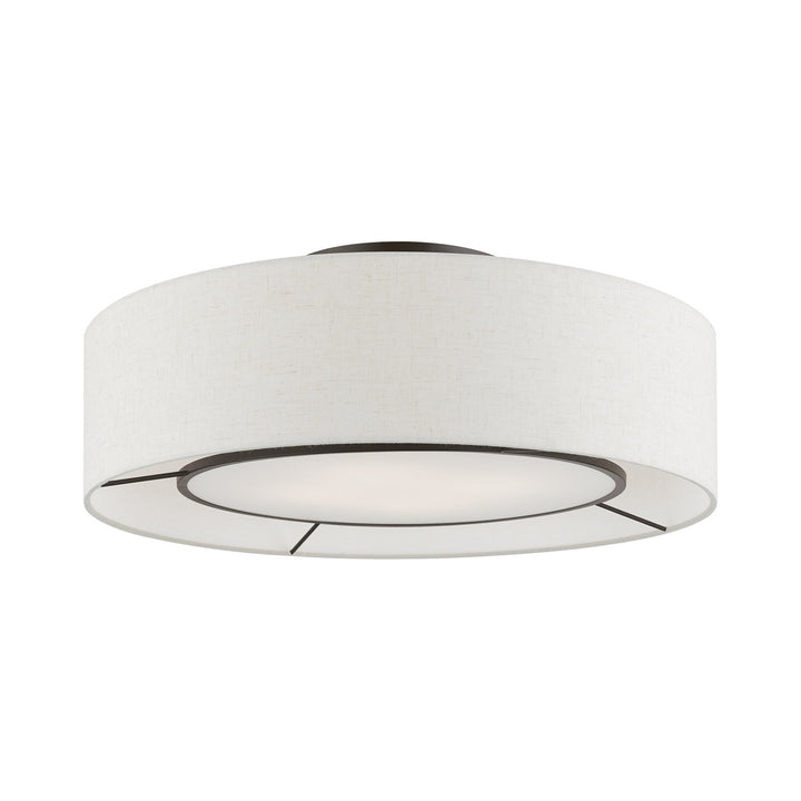 4 Light Brushed Nickel With Shiny White Accents Semi-Flush by Livex Lighting