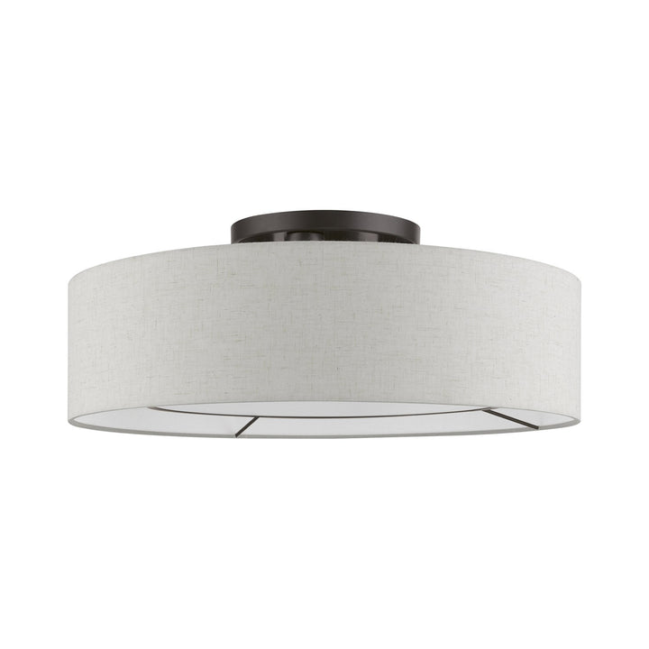 4 Light Brushed Nickel With Shiny White Accents Semi-Flush