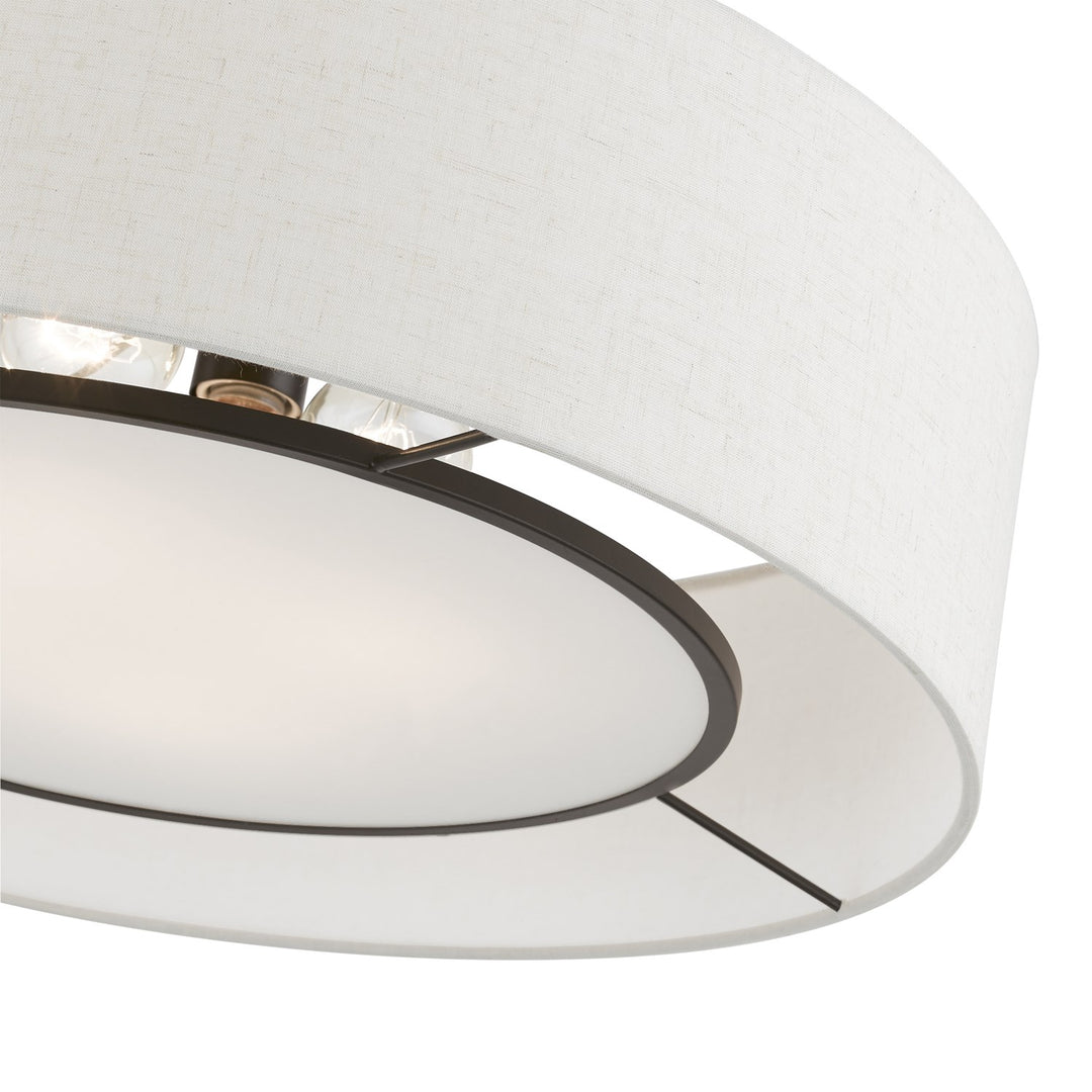 4 Light Brushed Nickel With Shiny White Accents Semi-Flush