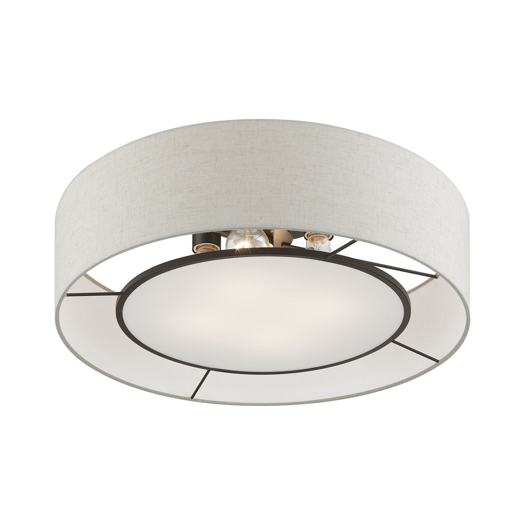 4 Light Brushed Nickel With Shiny White Accents Semi-Flush