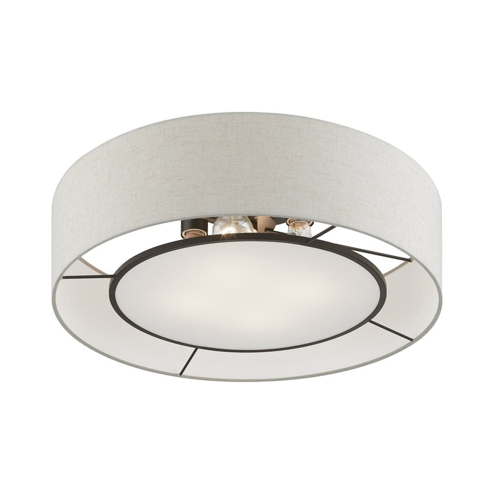 4 Light Brushed Nickel With Shiny White Accents Semi-Flush