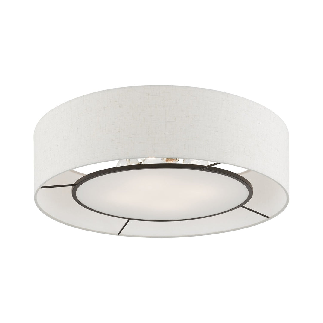 4 Light Brushed Nickel With Shiny White Accents Semi-Flush
