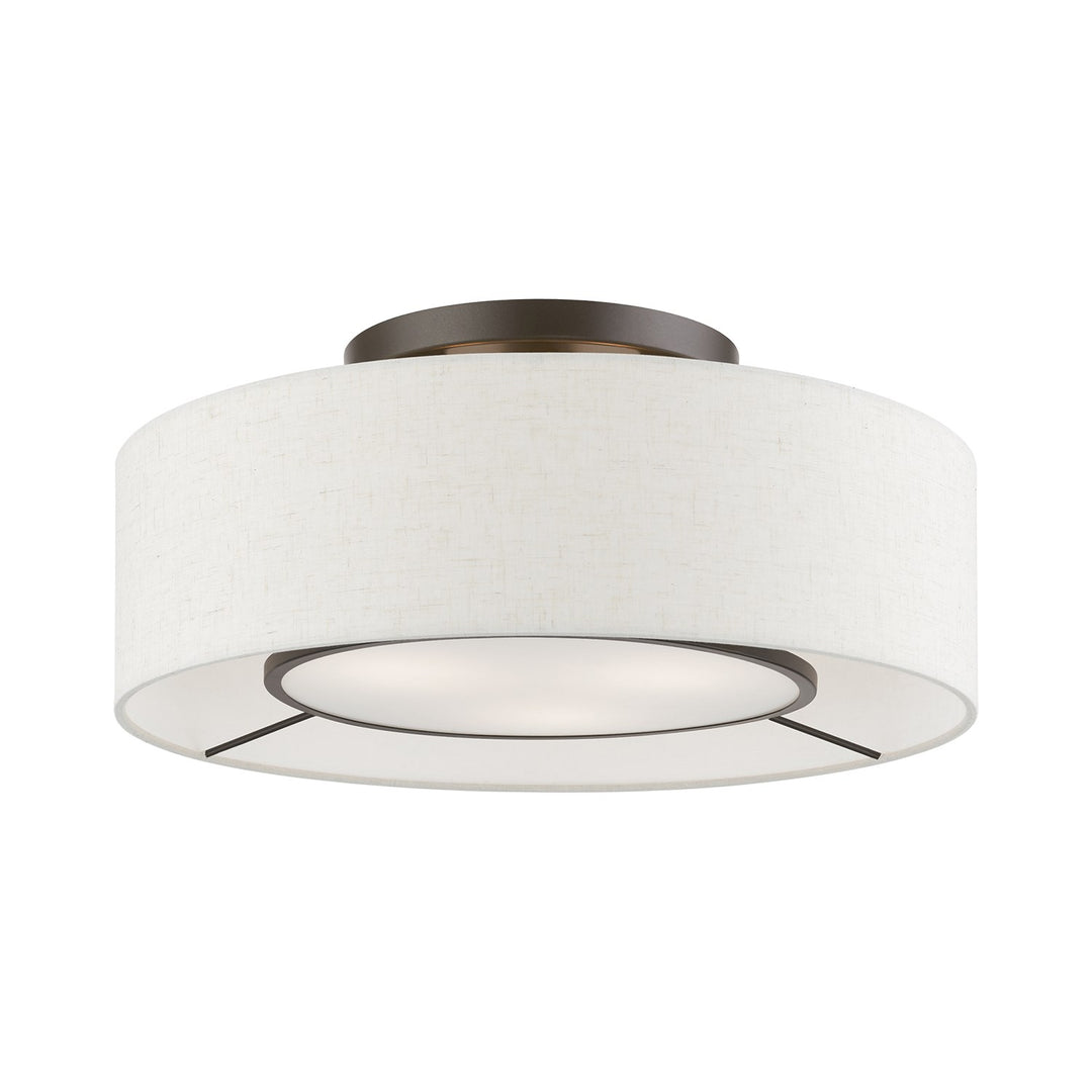 3 Light Brushed Nickel With Shiny White Accents Semi-Flush by Livex Lighting