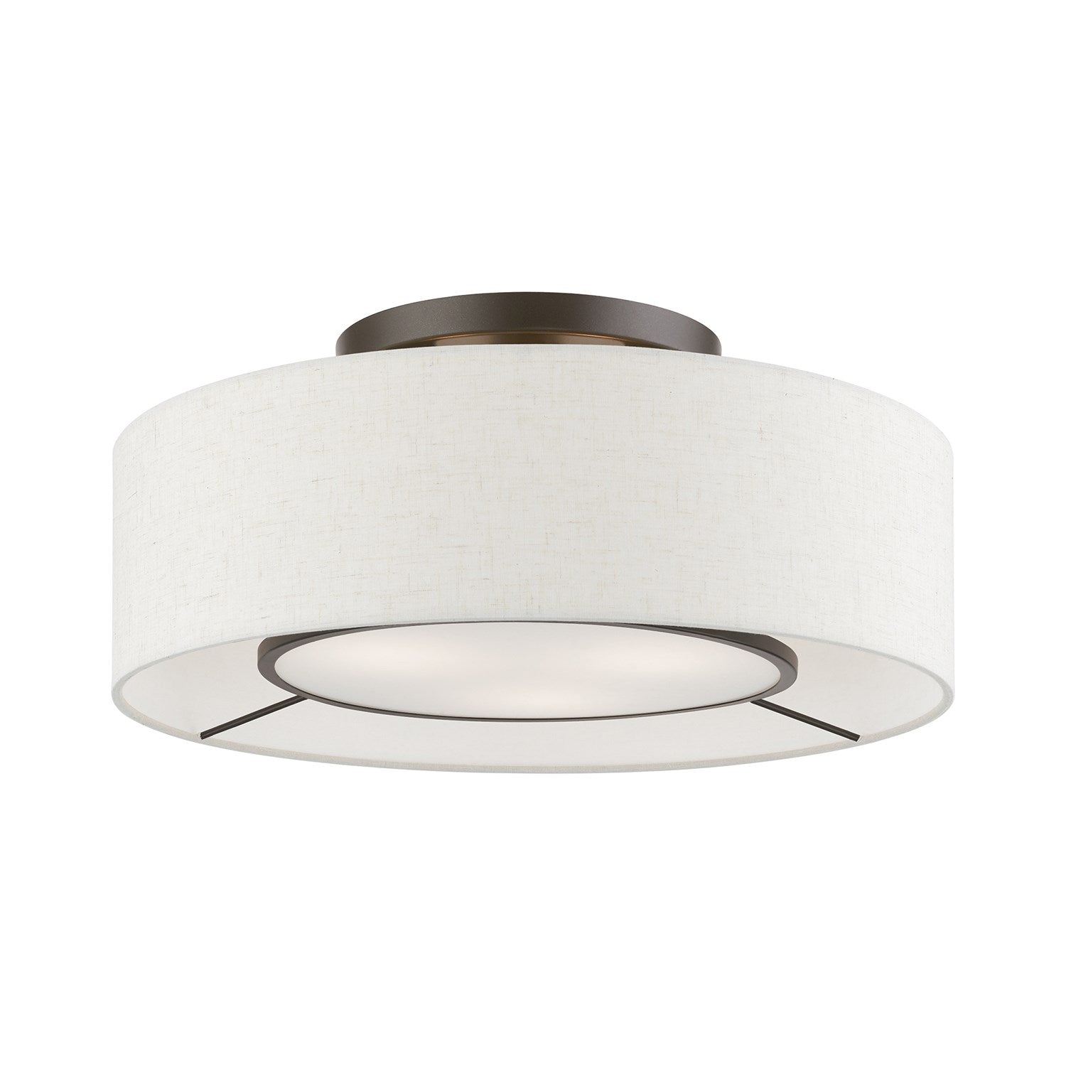 3 Light Brushed Nickel With Shiny White Accents Semi-Flush by Livex Lighting