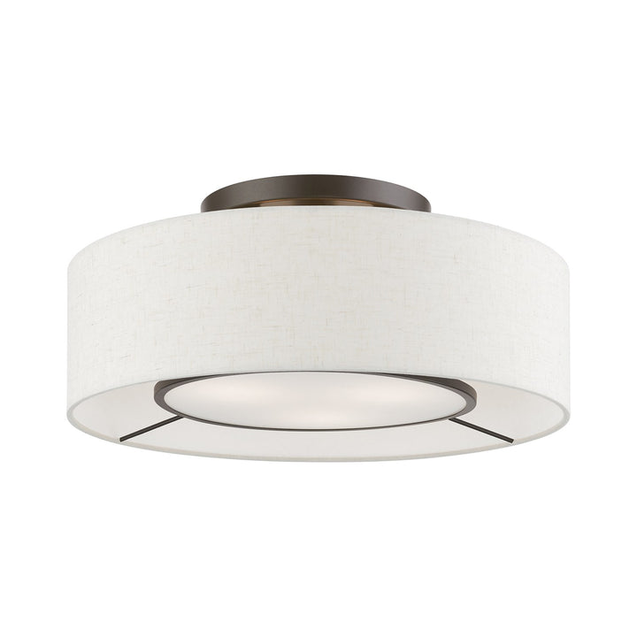 3 Light Brushed Nickel With Shiny White Accents Semi-Flush by Livex Lighting