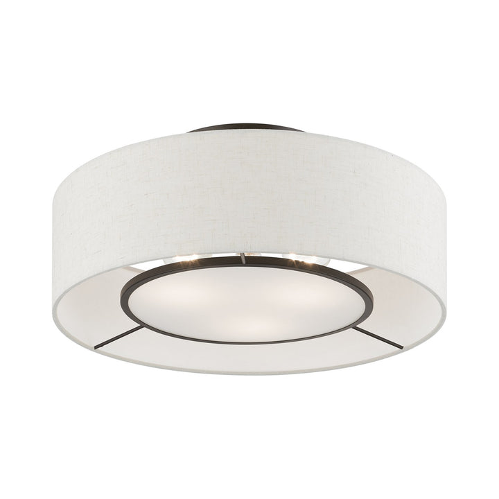 3 Light Brushed Nickel With Shiny White Accents Semi-Flush