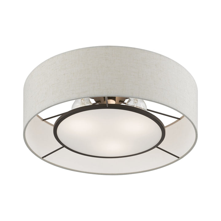 3 Light Brushed Nickel With Shiny White Accents Semi-Flush