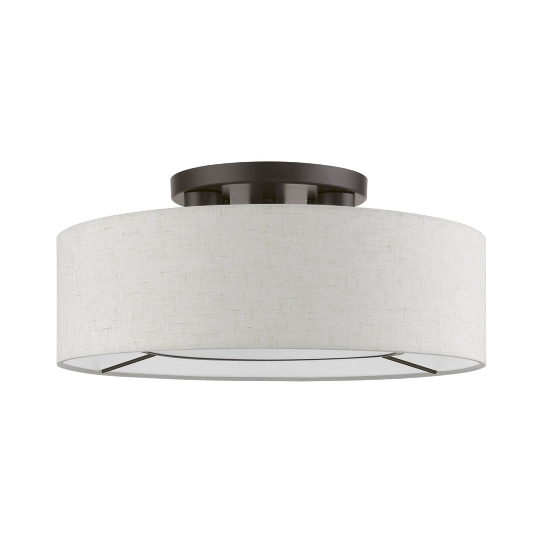 3 Light Brushed Nickel With Shiny White Accents Semi-Flush