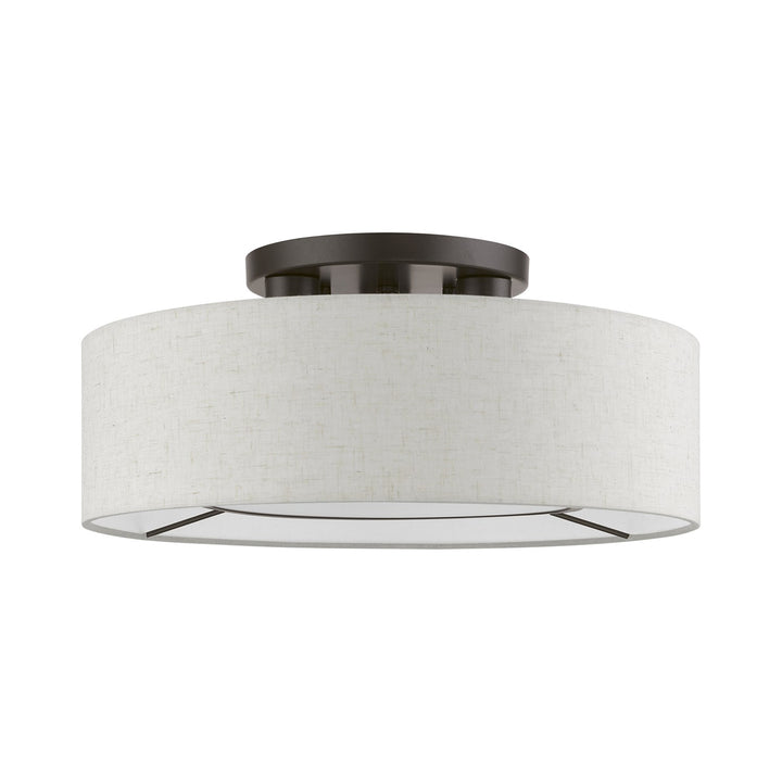 3 Light Brushed Nickel With Shiny White Accents Semi-Flush