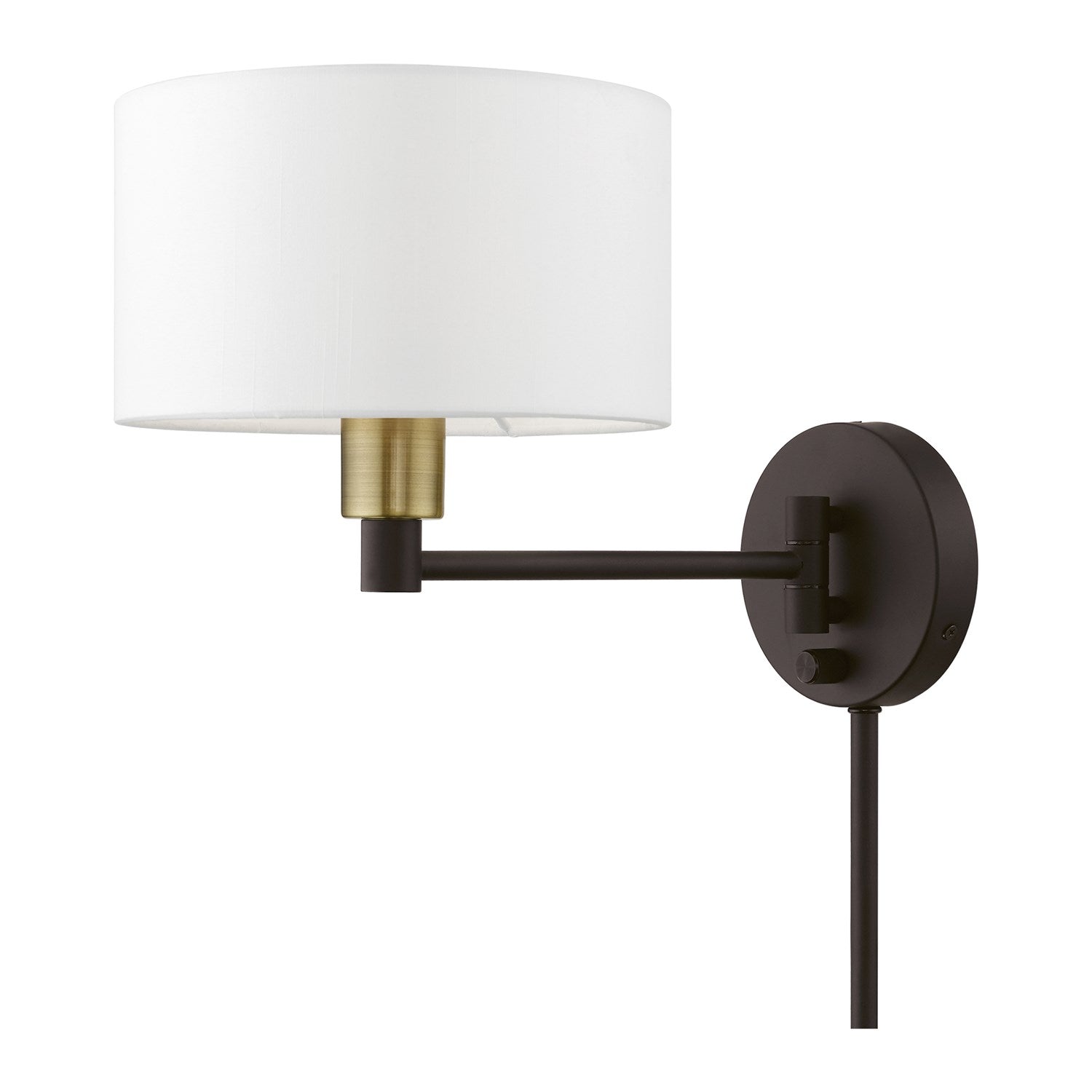 1 Light Bronze With Antique Brass Accent Swing Arm Wall Lamp by Livex Lighting