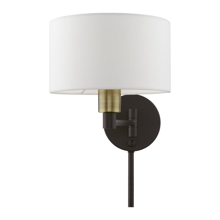 1 Light Bronze With Antique Brass Accent Swing Arm Wall Lamp