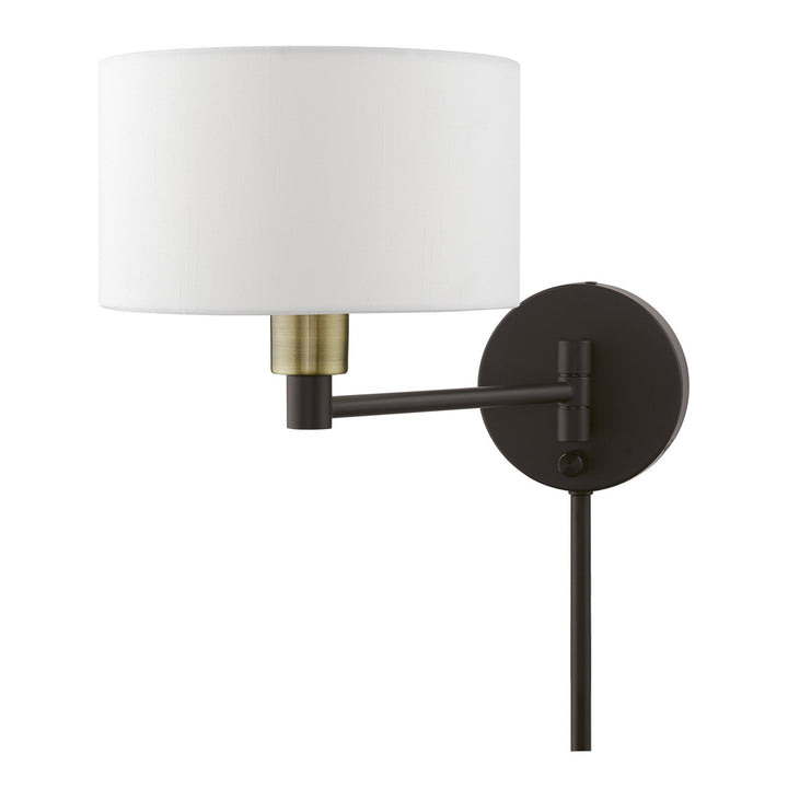 1 Light Bronze With Antique Brass Accent Swing Arm Wall Lamp
