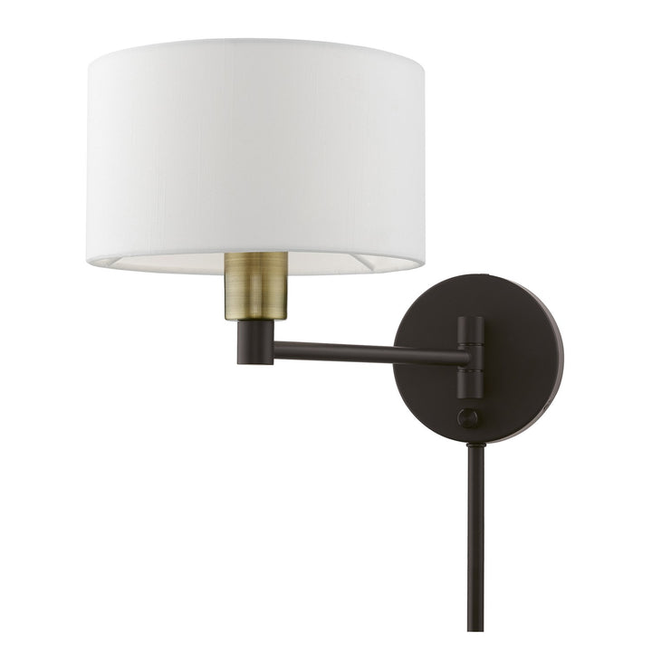 1 Light Bronze With Antique Brass Accent Swing Arm Wall Lamp