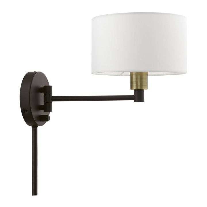 1 Light Bronze With Antique Brass Accent Swing Arm Wall Lamp