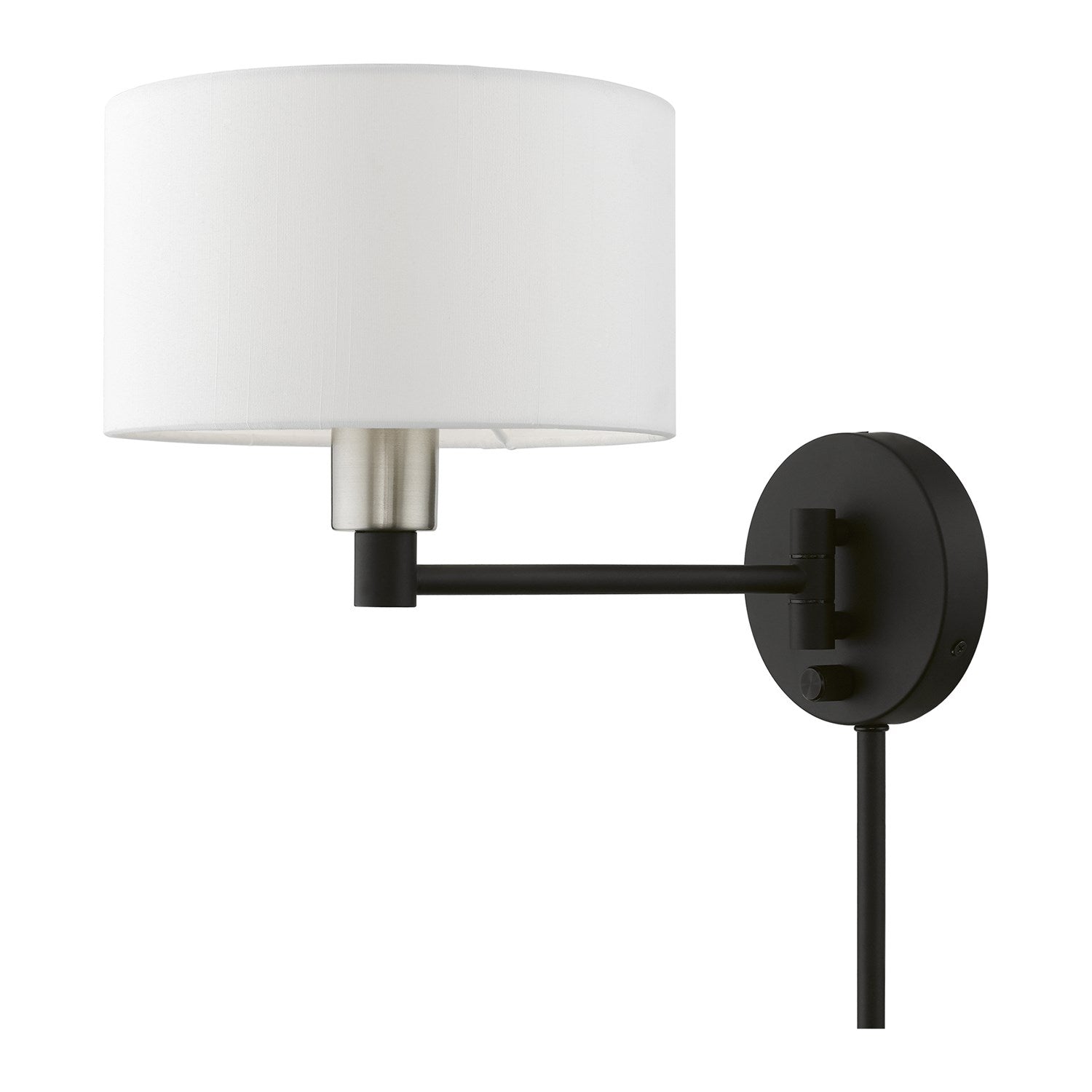 1 Light Black With Brushed Nickel Accent Swing Arm Wall Lamp by Livex Lighting