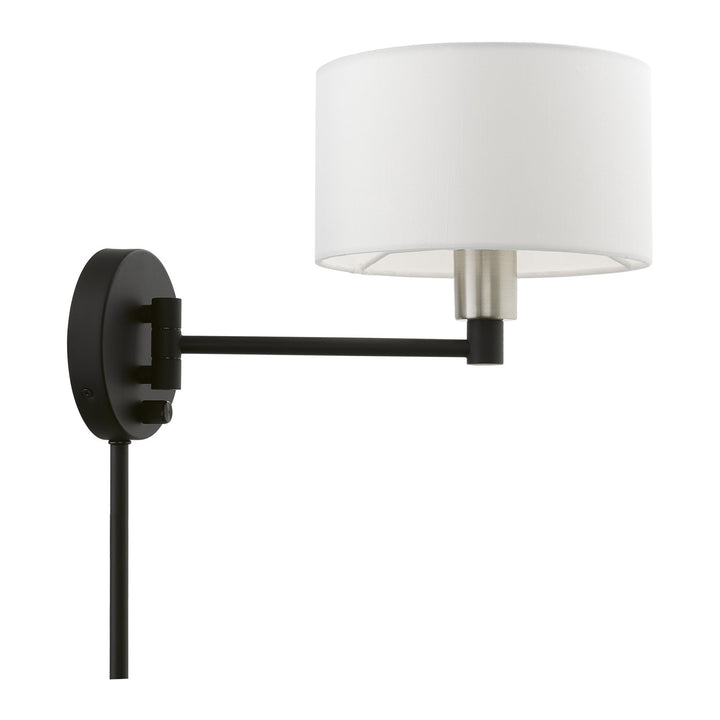 1 Light Black With Brushed Nickel Accent Swing Arm Wall Lamp