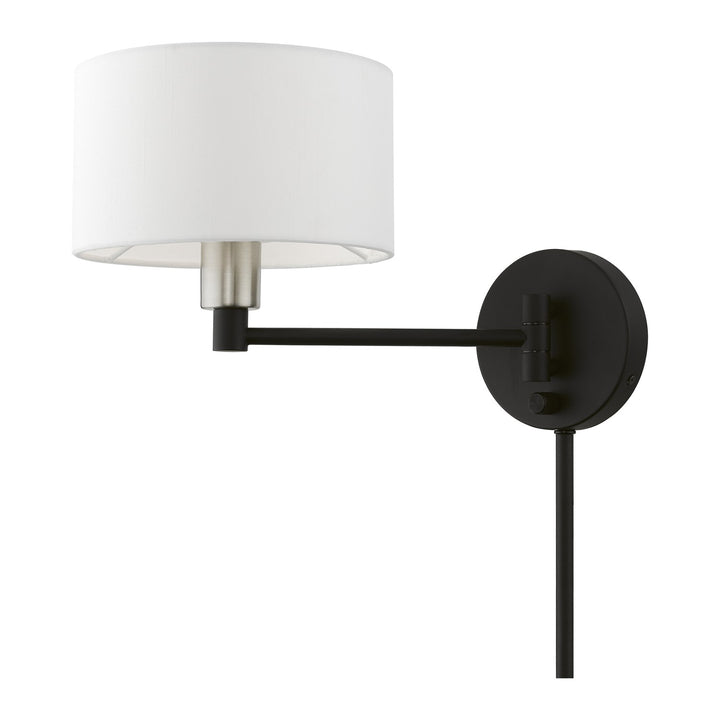 1 Light Black With Brushed Nickel Accent Swing Arm Wall Lamp