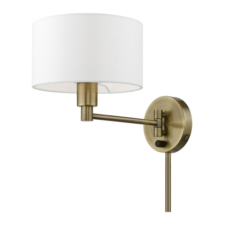 1 Light Antique Brass Swing Arm Wall Lamp