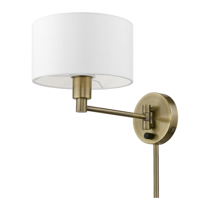 1 Light Antique Brass Swing Arm Wall Lamp