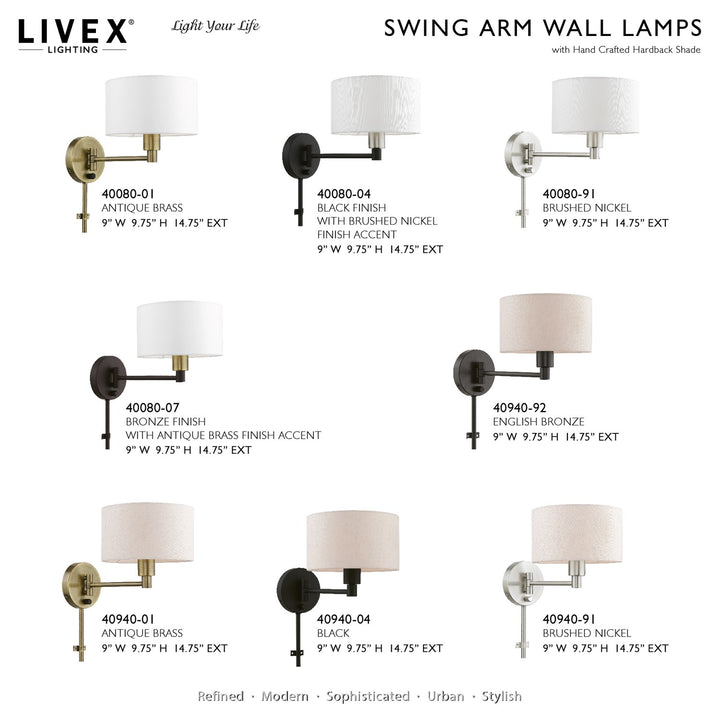 1 Light Antique Brass Swing Arm Wall Lamp