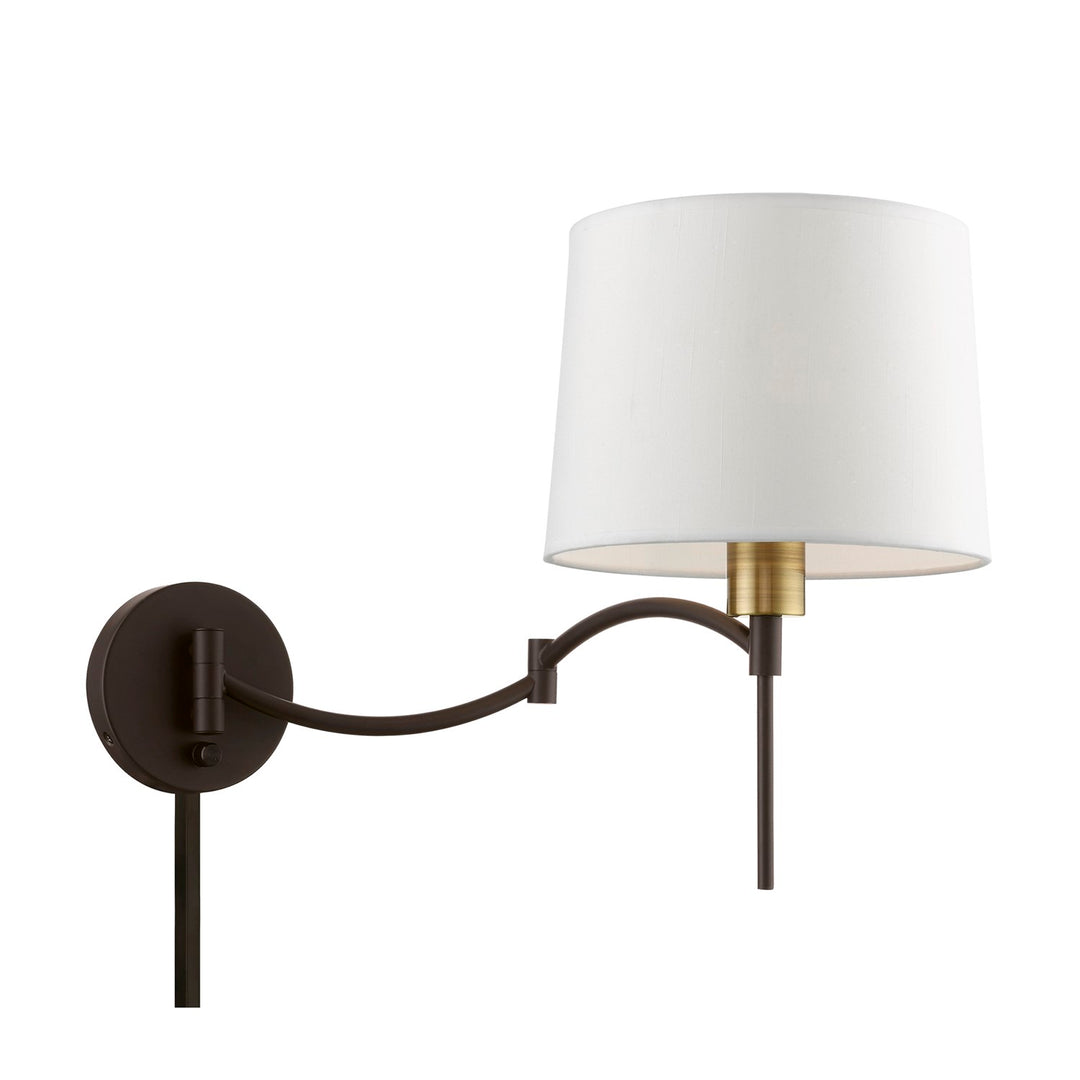1 Light Bronze With Antique Brass Accent Swing Arm Wall Lamp