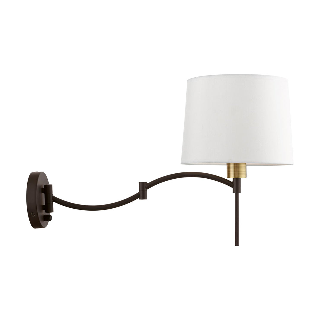 1 Light Bronze With Antique Brass Accent Swing Arm Wall Lamp