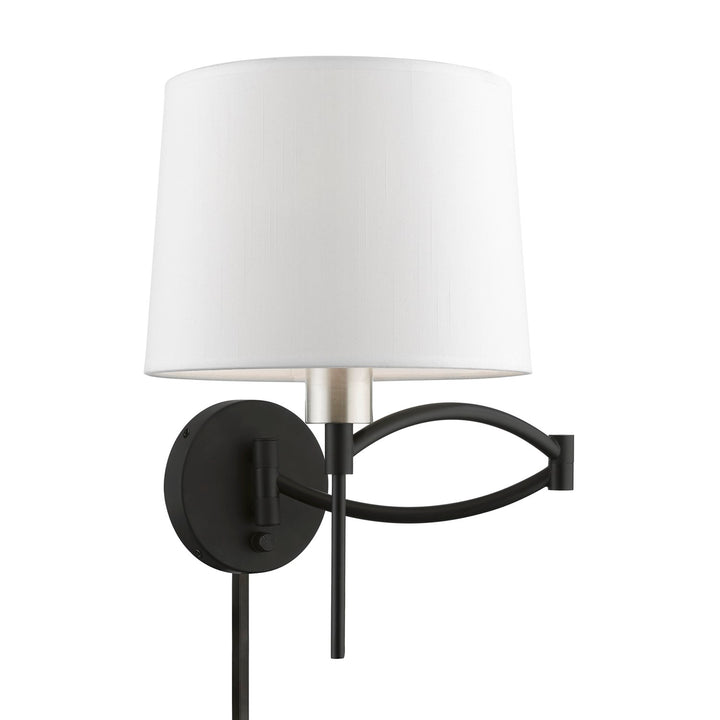 1 Light Black With Brushed Nickel Accent Swing Arm Wall Lamp by Livex Lighting