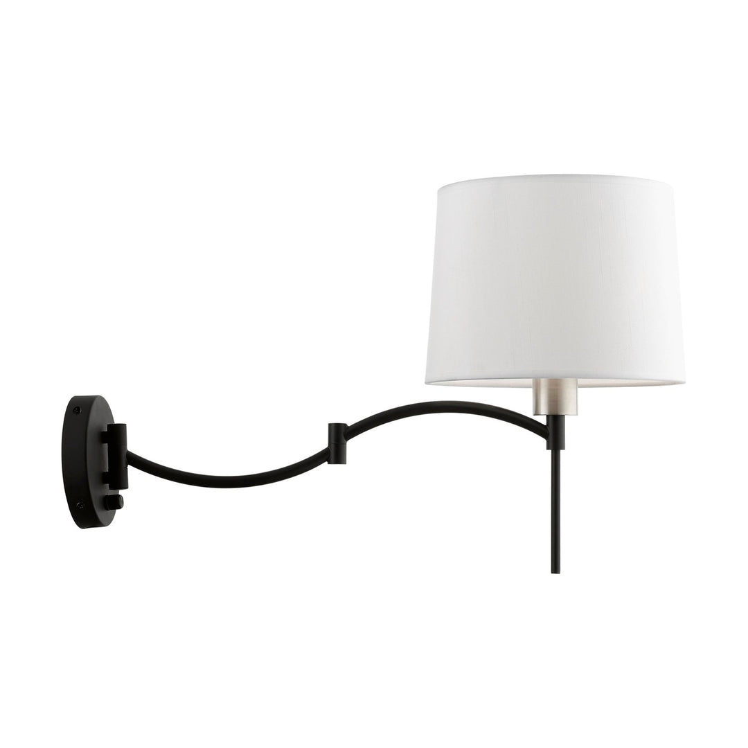 1 Light Black With Brushed Nickel Accent Swing Arm Wall Lamp