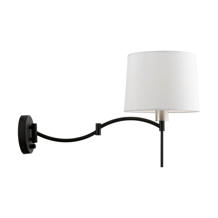 1 Light Black With Brushed Nickel Accent Swing Arm Wall Lamp
