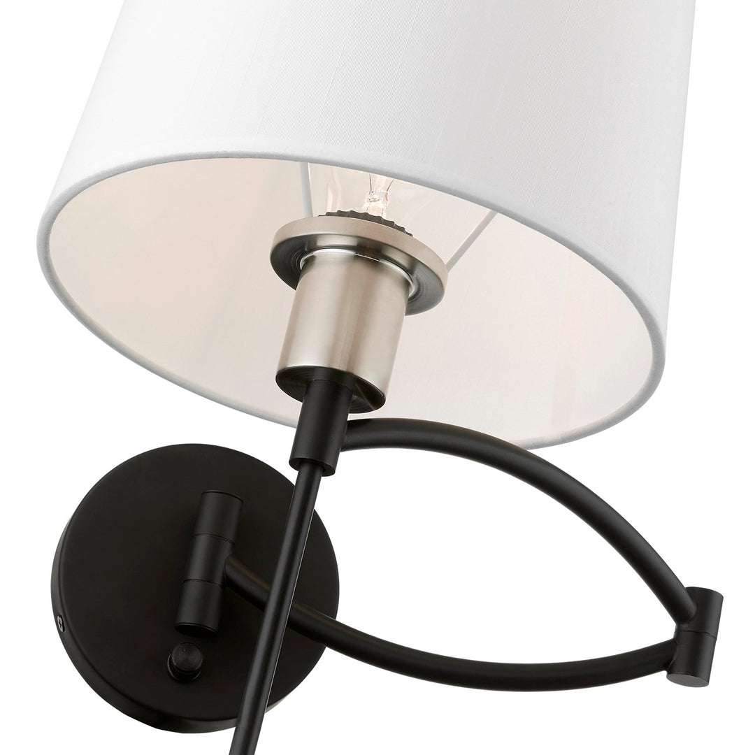 1 Light Black With Brushed Nickel Accent Swing Arm Wall Lamp