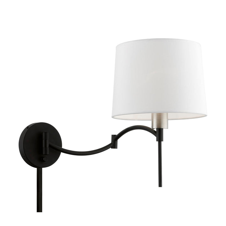 1 Light Black With Brushed Nickel Accent Swing Arm Wall Lamp