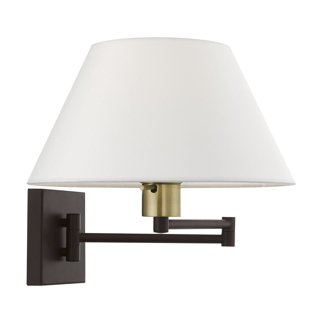 1 Light Bronze With Antique Brass Accent Swing Arm Wall Lamp