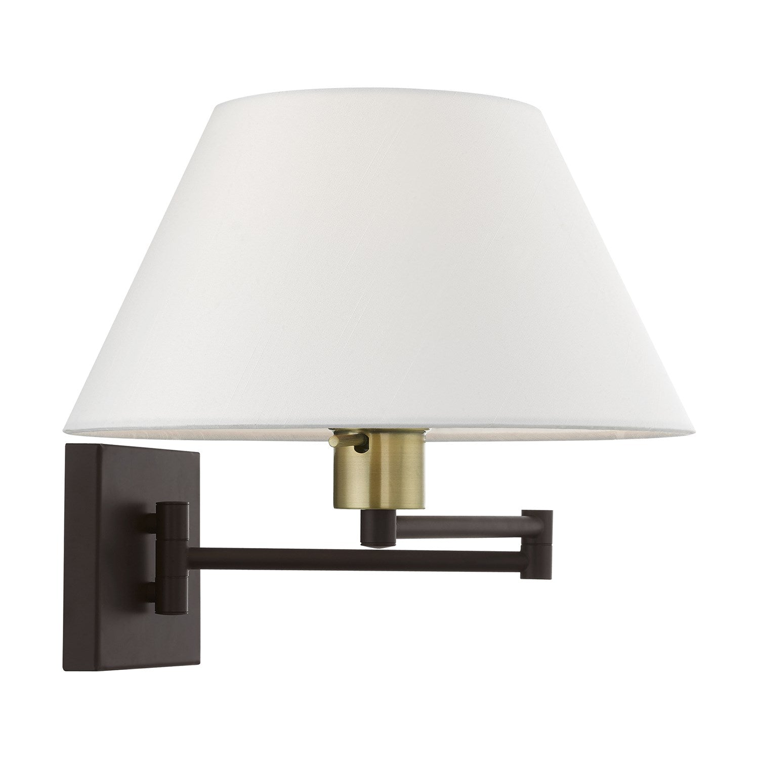 1 Light Bronze With Antique Brass Accent Swing Arm Wall Lamp