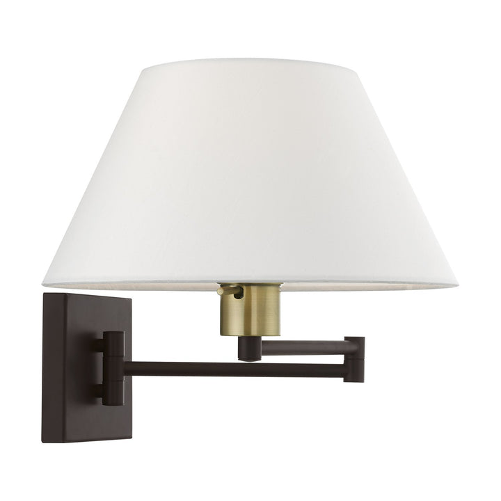 1 Light Bronze With Antique Brass Accent Swing Arm Wall Lamp