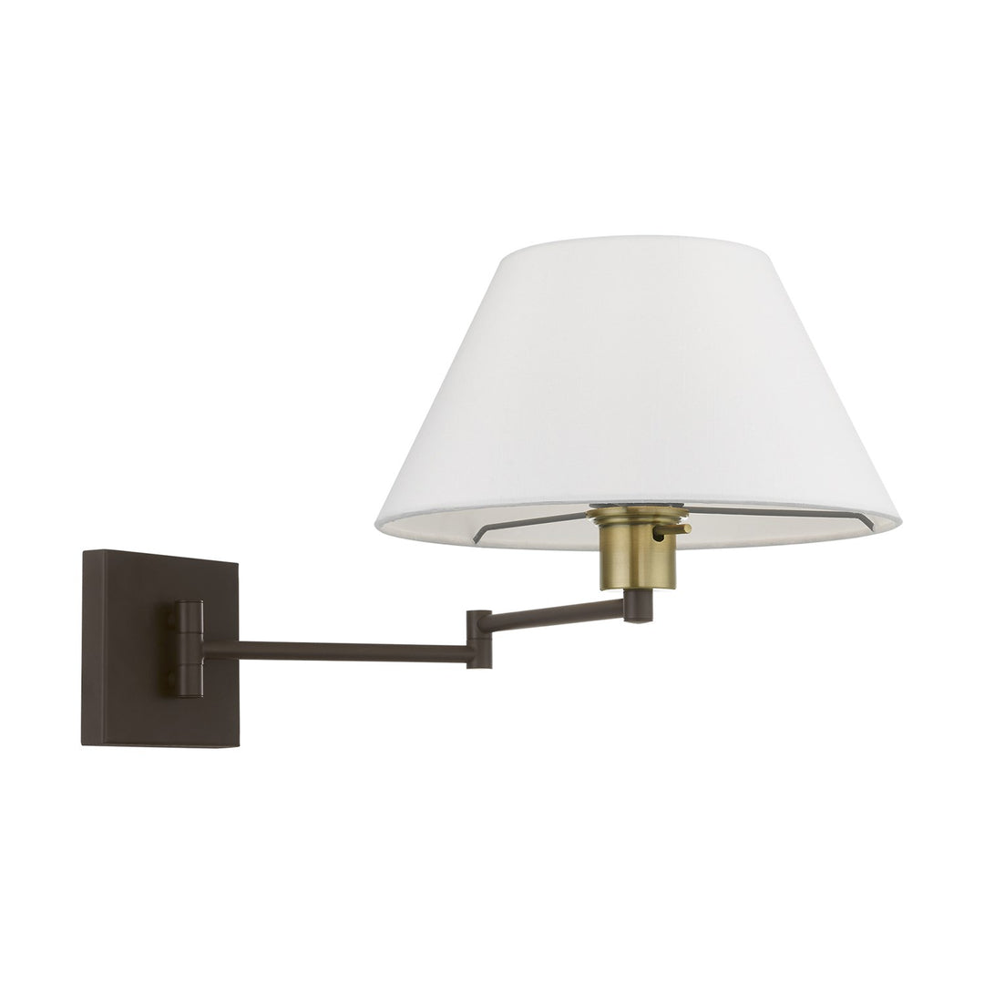 1 Light Bronze With Antique Brass Accent Swing Arm Wall Lamp