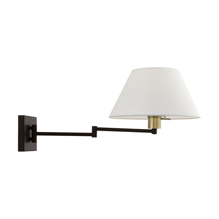 1 Light Bronze With Antique Brass Accent Swing Arm Wall Lamp