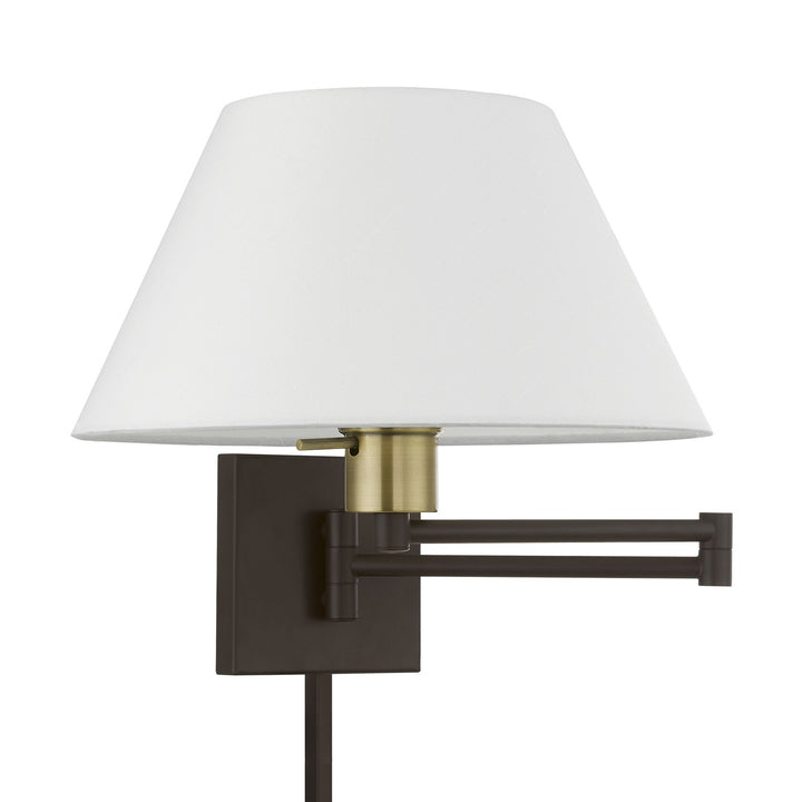 1 Light Bronze With Antique Brass Accent Swing Arm Wall Lamp
