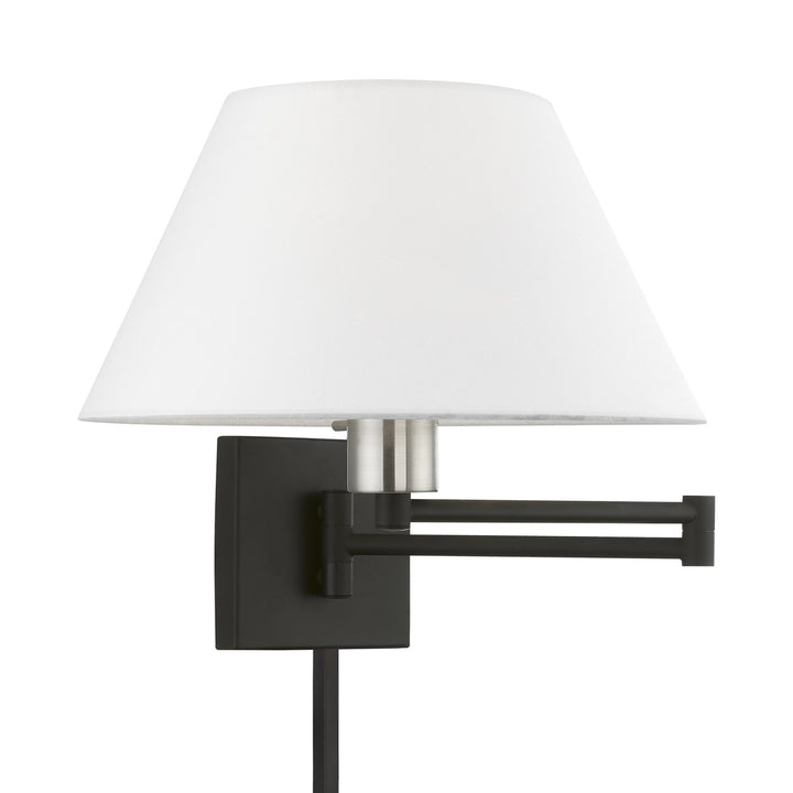 1 Light Black With Brushed Nickel Accent Swing Arm Wall Lamp by Livex Lighting